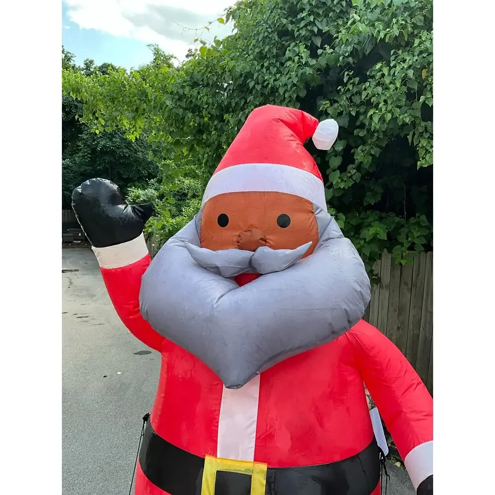 Inflatable black Santa Claus for yard, plug included